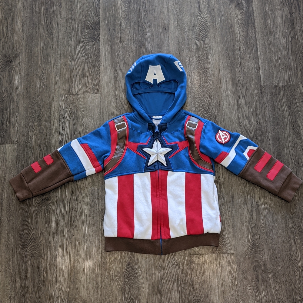Disney Captain America Superhero Costume Hoodie - Red, White, Blue, Brown